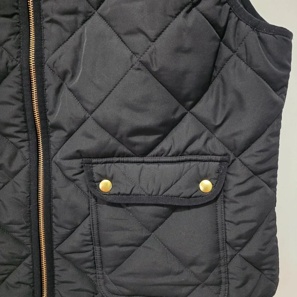 J.Crew Black Quilted Vest Women’s XL Zip Front Lightweight Outerwear - Picture 3 of 7